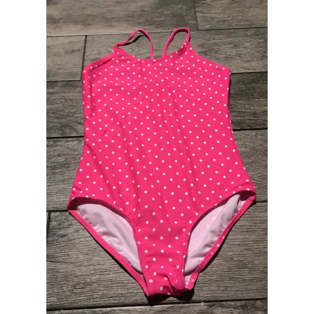 NWOT Youth Kanu Surf Girls‎ Mahina One Piece Swimsuit Pink White  Size 14